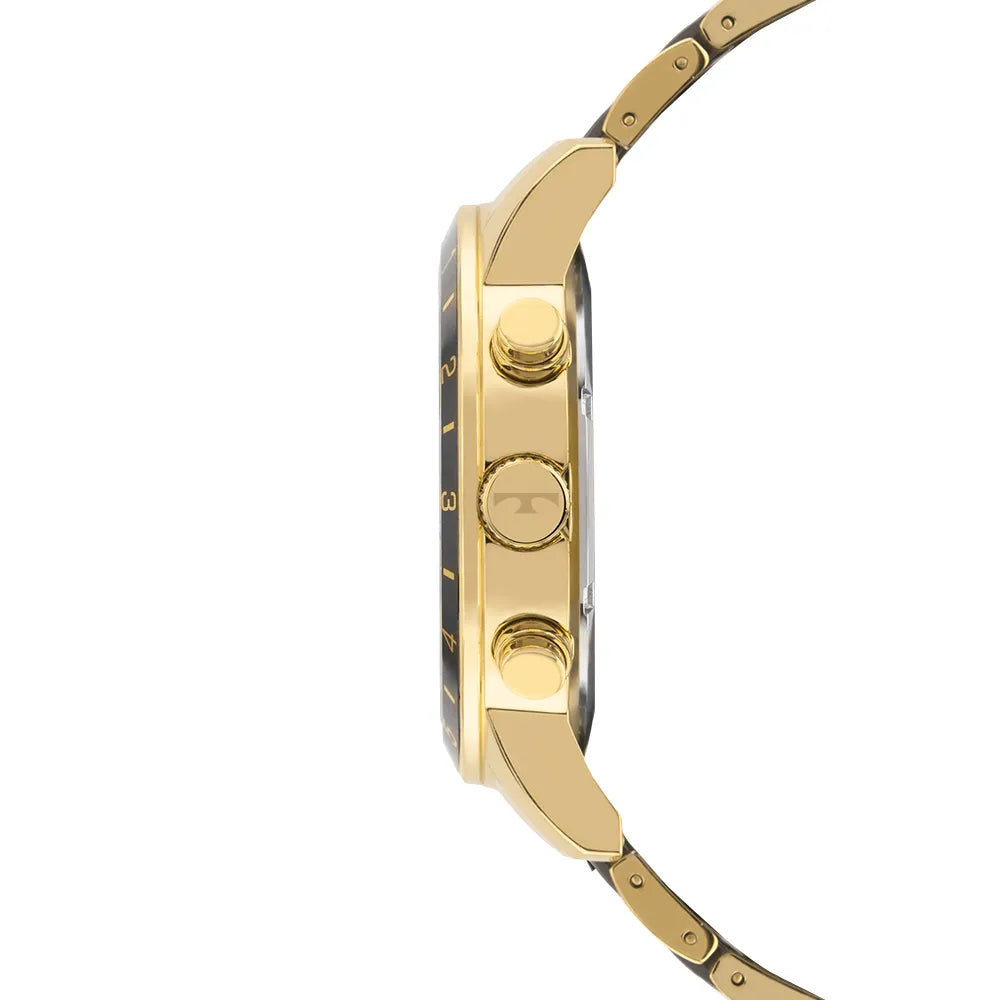 Relógio Tec Masculino Ceramic Saphire Dourado
