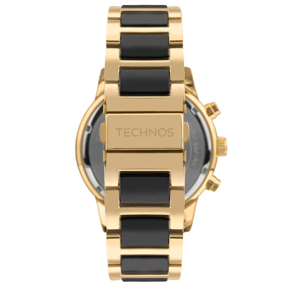 Relógio Tec Masculino Ceramic Saphire Dourado